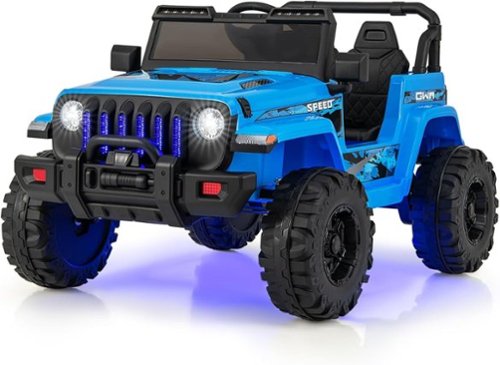 Costway - Kids Ride on Truck 12V Battery Powered Ride on Car 2-Seat with 2.4G Parental Remote Control - Blue-Front_Standard 