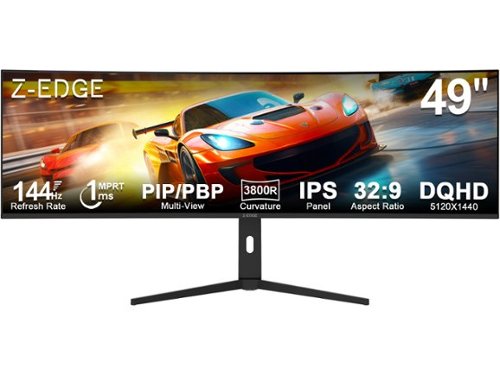 Z Z-Edge - UG49W 49" Super Ultra Wide DQHD 5120x1440 144Hz 1ms 3800R Curved Gaming Monitor, HDMI 2.1+DP 1.4+USB-C, 1.07B Colors - Black-Front_Standard 