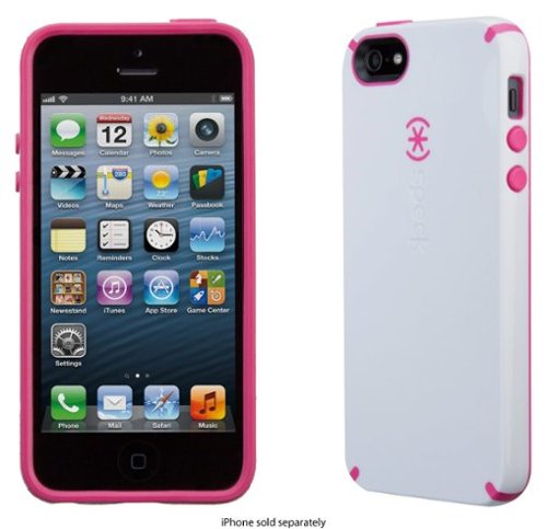 Speck - CandyShell Case for Apple® iPhone® SE, 5s and 5 - White/Raspberry Pink-Front_Standard 