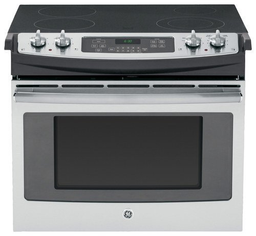GE - 4.4 Cu. Ft. Self-Cleaning Drop-In Electric Range - Stainless steel