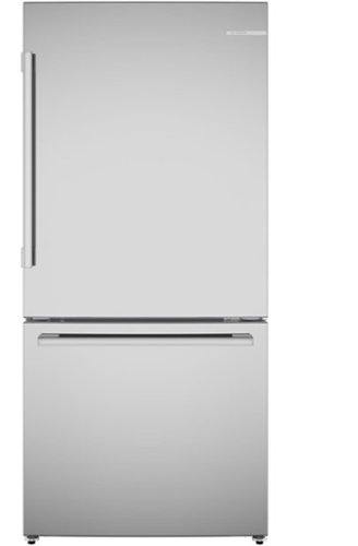 Bosch - 100 Series 17.2 Cu. Ft. Bottom-Freezer Built-In Refrigerator with Ice in Fingerprint Resistance - Stainless Steel-Front_Standard 