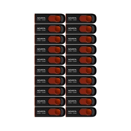 ADATA - 32GB USB 2.0 Retractable Capless Flash Drive (Red, 20-Pack) - Black-Front_Standard 