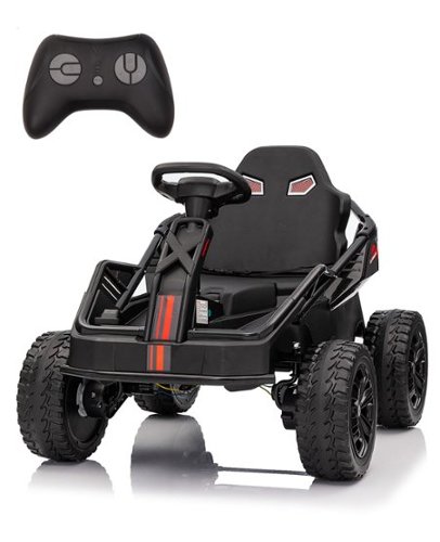 GARVEE - 24V Kids Electric Car, 200W 4x4 Ride-On Toy, Parent Control, Adjustable 16" Seat, 6MPH, 4 Shock Absorbers - Black-Front_Standard 