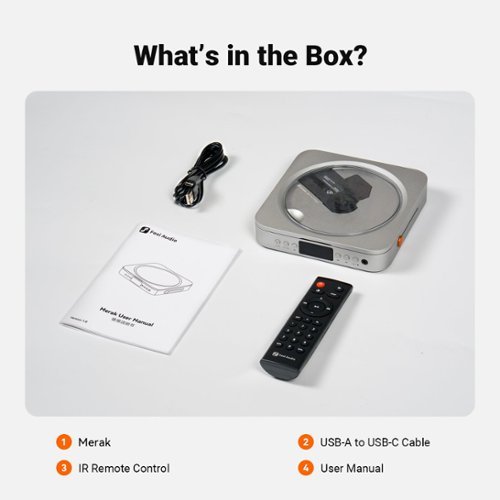 Fosi Audio Merak CD Player w/ optical & line outputs, DAC/Amp, and CD ripping to USB (Supports FLAC, WAV, WMA, AAC, & MP3) - Silver GLOBAL SHIPPING