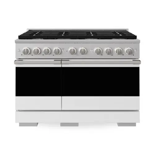 Front. ZLINE - 48 in. 6.7 cu. ft. Marino Freestanding Double Oven Gas Range with 8 Burner Cooktop with White Matte Doors - White Matte.