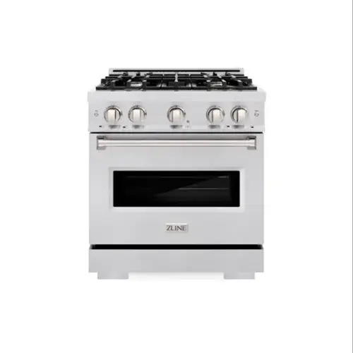 Front. ZLINE - ZLINE 30 in. Classic Gas Range w/ 4 Burners & Convection Oven in Satin Steel Stainless Steel (CGRS-30) - Stainless Steel.
