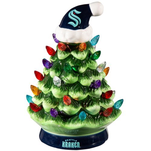 Evergreen Enterprises - Seattle Kraken 8" Light Up Ceramic LED Christmas Tree - Multicolor-Front_Standard 