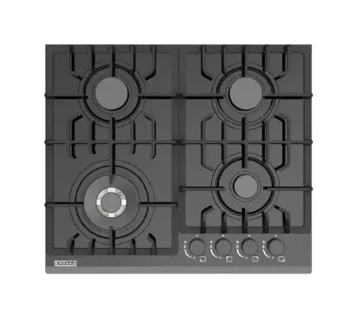 Front. Empava - 24 in. 4 Burners Recessed Gas on Glass Cooktop - Black.