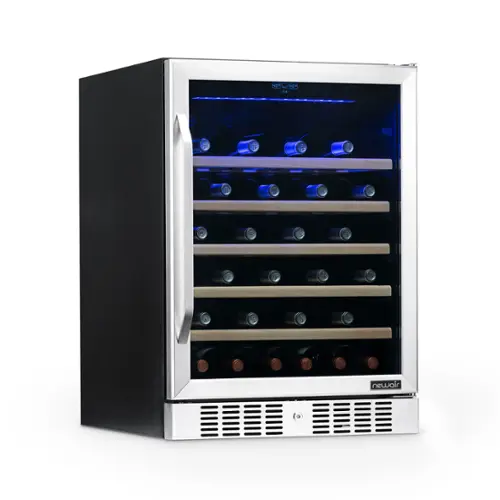 Front. NewAir - 24" Built-In 52 Bottle Compressor Wine Fridge with Adjustable Shelves and Precision Digital Thermostat - Stainless Steel.