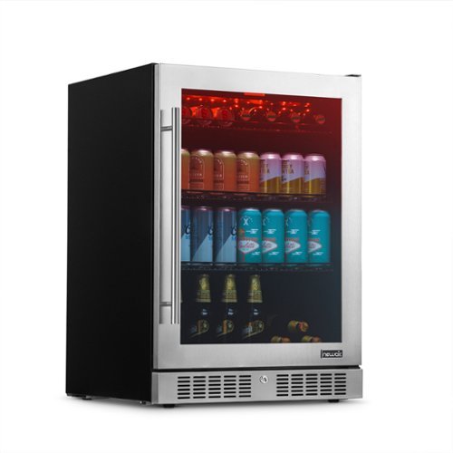 "NewAir - 24"" 224-Can Built-In Beverage Cooler with Color Changing LED Lights and Adjustable Shelves - Stainless Steel"