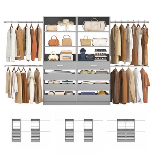 Aheaplus 6 15Ft Wood Walk in Closet Organizer: 8 Drawers, 4