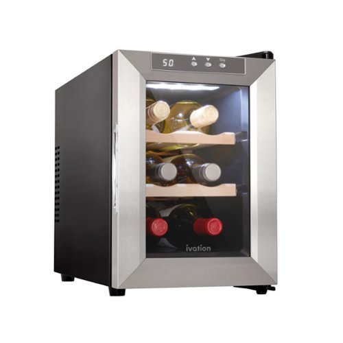 Ivation - 6 Bottle Thermoelectric Wine Cooler, Countertop Wine Fridge w/Digital Temp Control - Stainless Steel-Front_Standard 