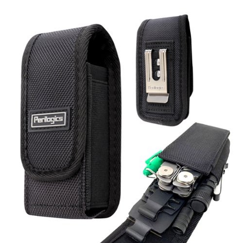 Perilogics - Multitool Sheath – Magnetic Closure Belt Pouch & Tool Holster with Metal Clip, Heavy-Duty Nylon Fits Leatherman & Gerber - Black-Front_Standard 