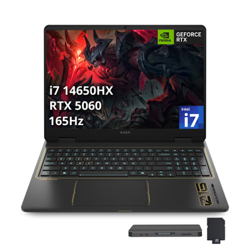 HP - Upgraded - OMEN 16" Gaming Laptop,Core i7 14650HX,32GB RAM,2TB SSD+1TB Dock Set,GeForce RTX 5060,Backlit Keyboard,Win11Pro - Black-Front_Standard 