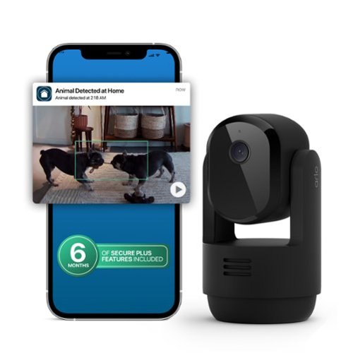 Arlo - Essential Pan Tilt Indoor Security Camera 2K - Wired Plug-In Powered, Privacy Mode, 1-Cam + 6 Months Secure Plus Plan - Black