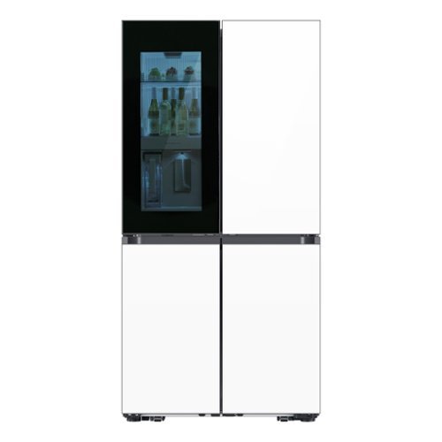 Samsung - Bespoke 23 Cu. Ft. 4-Door Flex French Door Counter Depth Refrigerator with Beverage Zone and Auto Open Door - White Glass