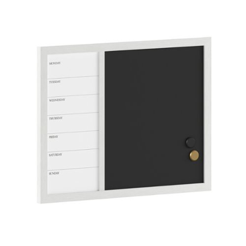 Martha Stewart - Everette Dry Erase Magnetic Weekly Calendar/Chalk Board- 24x18 - White Woodgrain