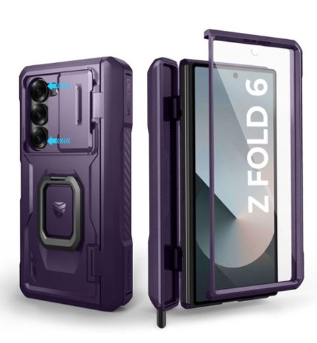 Dexnor - Bumper Case for Samsung Galaxy Z Fold 6 with S Pen Holder, Camera Cover, Hinge Protection, Screen Protector - Phantom Purple-Front_Standard 