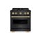 ZLINE - Autograph 30" Classic Black Stainless Gas Range w/ 4 Burners & Bronze Accents (CGRBZ-30-CB) - Black Stainless Steel-Front_Standard 