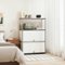 Malletson - 3 Tier Modular Metal Sideboard Storage Cabinet, Modern Grid-Style, for Dining Room, Living Room or Office - White-Front_Standard