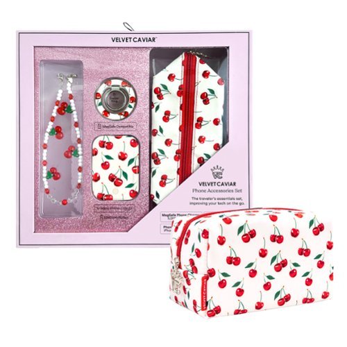 VELVET CAVIAR Accessories Gift Set - Charm / Battery Pack / Grip Ring / Travel Bag - Mon Cheri Cherry - Mon Cheri Cherry GLOBAL SHIPPING