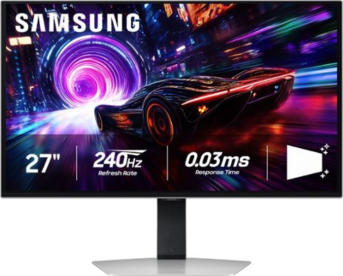 Samsung - 27" Odyssey OLED G8 (G81SF), 4K UHD, 240Hz, 0.03ms, AMD FreeSync Premium Pro, Glare Free, HDR 400 Gaming Monitor - Silver-Front_Standard