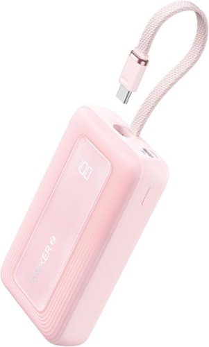 Anker - Zolo Portable charger (10K, 35W, Built-In Dual USB-C Cables) - Pink-Front_Standard 