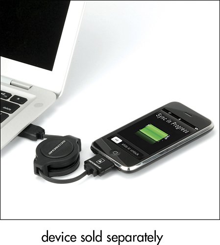  Scosche - SleekSYNC 2.7' Retractable USB 2.0 Cable - Black
