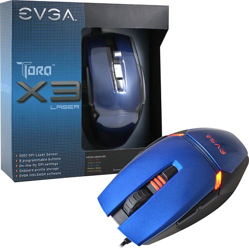  EVGA - TORQ X3L Laser Gaming Mouse - Blue