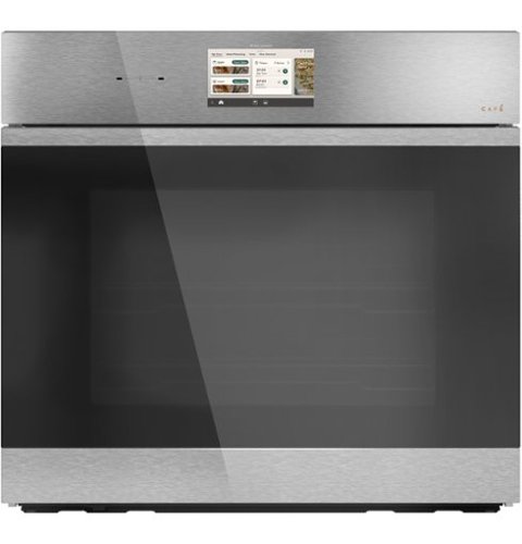 Café - 30" Smart Built-In Single Electric Convection Wall Oven with Air Fry and Push-to-Open Door - Platinum Glass