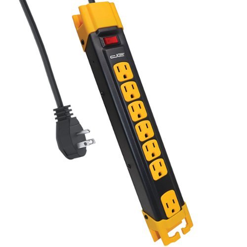  Digital Energy - 6-Outlet 4200J Metal Surge Protector Power Strip, 6 ft Cord, Flat Plug, DEE1-1136 - Black/Yellow
