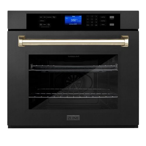 ZLINE - 30" Autograph Edition Single Wall Oven with Self Clean and Polished Polished Gold - Black Stainless Steel-Front_Standard 