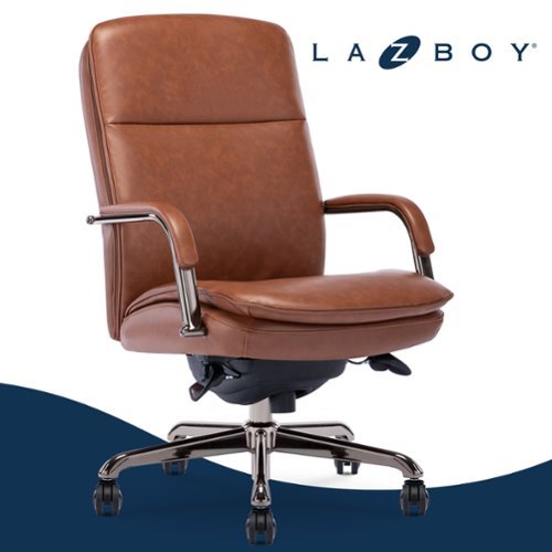 La-Z-Boy - Opus Executive Mid-Back Bonded Leather Office Chair - Cognac and Graphite-Front_Standard 