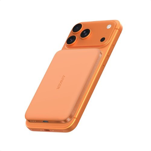 Anker - Nano Power Bank, Ultra-Slim 5,000mAh Magnetic Battery Pack, 15W Max Ultra-Fast MagSafe-Compatible Portable Charger - Orange-Front_Standard 