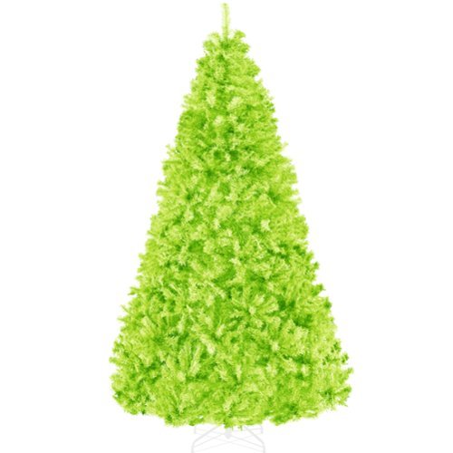 Best Choice Products - Artificial Christmas Tree, Unlit Pine Design w/Easy Assembly - Lime Green-Front_Standard 