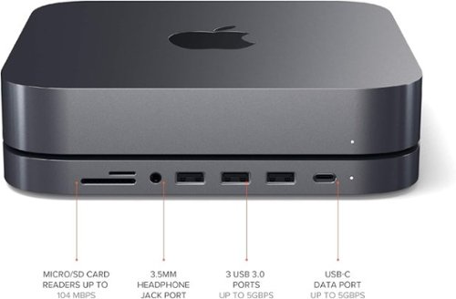 Satechi Type-C Aluminum Stand and Hub for Mac Mini & Mac Studio - USB-C Data Port, Micro/SD Card Reader, 3 USB 3.0 & Audio Jack - Space Gray GLOBAL SHIPPING