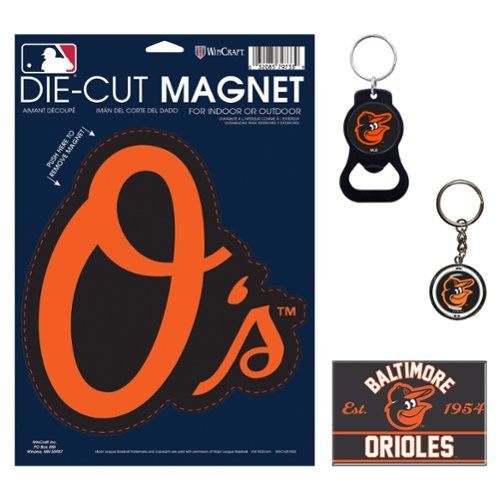 WinCraft - Baltimore Orioles 4-Pack Key Rings and Magnets Set - Multicolor-Front_Standard 