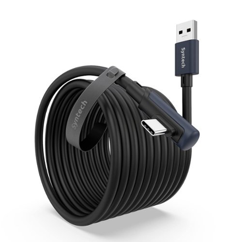 Syntech - VR Link Cable 10 FT Compatible with Oculus/Meta Quest 3/3S, and PC/SteamVR, USB 3.0 to USB C Cable for VR Headset, White - Black-Front_Standard 