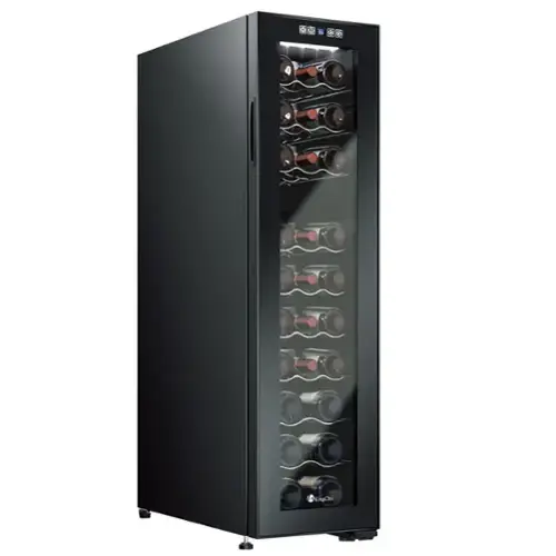 Front. KingChii - 27-Bottle Freestanding Wine Cooler with Digital Temperature Control and Low Noise Compressor - Black.