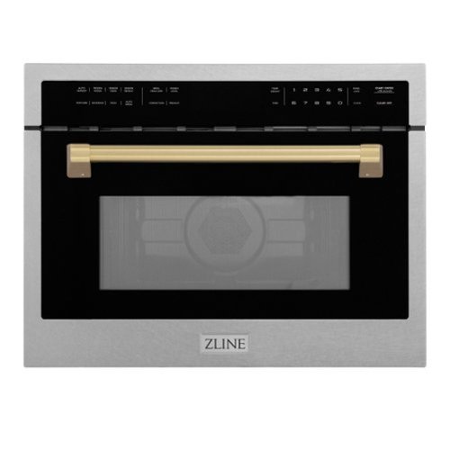 ZLINE - Autograph 24 in. 1.6 cu. ft. Built-in Convection Microwave Oven with Sensor Cooking in Satin with Champagne Accents - Satin Stainless Steel