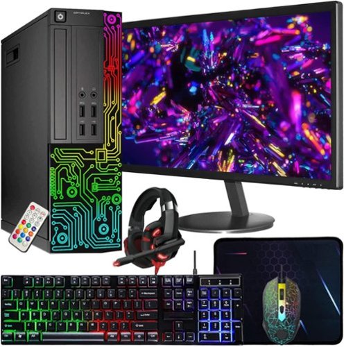 Dell - Refurbished Excellent - Optiplex SFF PC Combo, Intel i5, 16GB RAM, 512GB SSD, 24'' Monitor, RGB Gaming Keyboard&Mouse&Headset, Win11 Pro - Black-Front_Standard 
