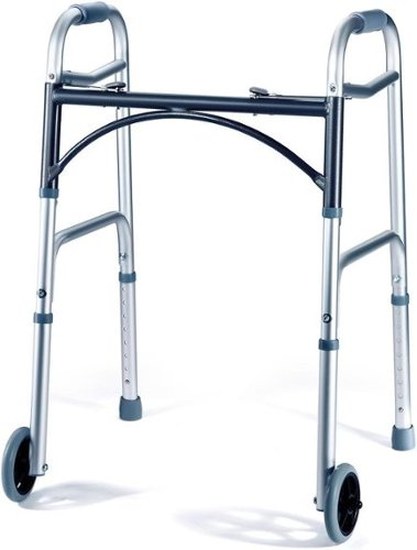Medical King - Folding Walker with Wheels for Seniors – Lightweight Aluminum, Adjustable Height, Supports up to 350 lbs - Gray-Front_Standard 