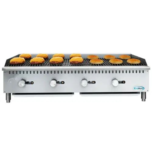 Front. Koolmore - 48 in. Commercial 4-Burner Natural Gas Charbroiler with 120,000 BTU in Stainless-Steel KM-GCB4-48M) - Silver.