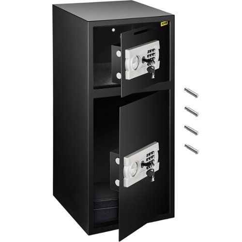 VEVOR - Large Double Door Security Safe Box 2.6 Cubic Feet Steel Safe Box Strong Box with Digital Lock for Money Gun Jewelry - Black-Front_Standard 