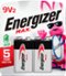 Energizer - MAX 9V Batteries (2 Pack), 9 Volt Alkaline Batteries-Front_Standard