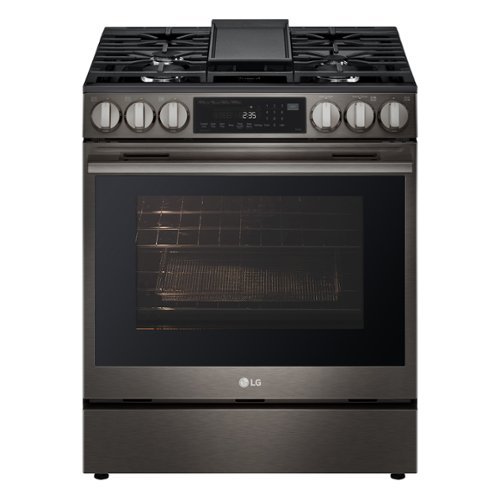 LG - 6.3 Cu. Ft. Slide-In Gas True Convection Smart Range with EasyClean, Air Fry and UltraHeat 20K BTU Power Burner - Black Stainless Steel-Front_Standard 
