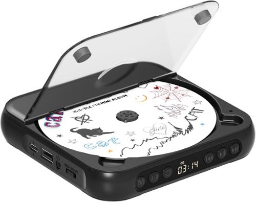 FINEAK - Portable Rechargeable CD Player with Bluetooth & Dual Stereo Speakers - Black-Front_Standard 