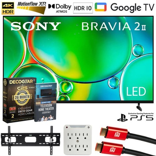 Sony - BRAVIA 2 II 65 inch 4K HDR Smart LED Google TV (2025) + Extended Warranty Protection Bundle-Front_Standard 