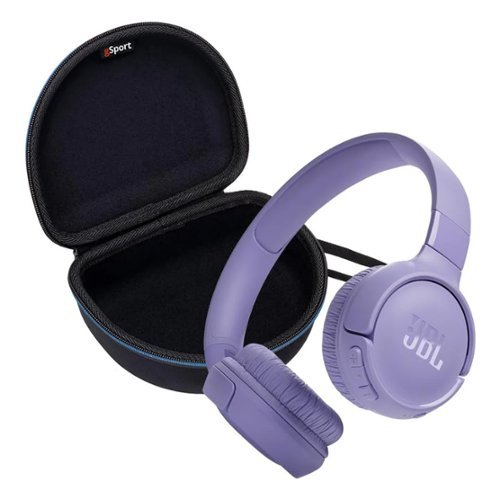 JBL - Tune 520BT Wireless On Ear Bluetooth Headphone Bundle with gSport Case (Black) - Purple-Front_Standard 