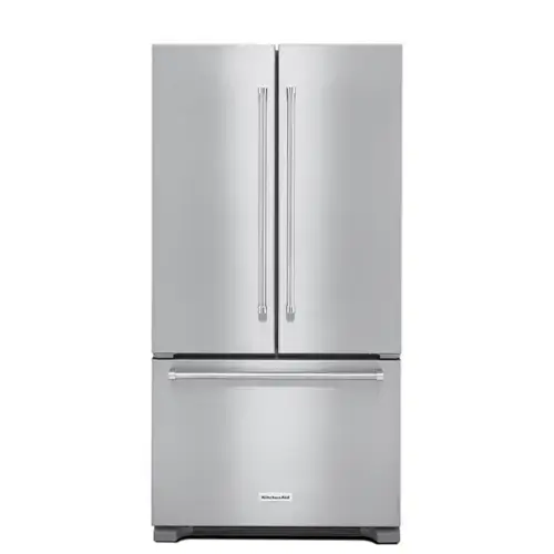 Front. KitchenAid - KitchenAid - 22 cu. ft. 36-Inch Width Counter Depth French Door Refrigerator with Interior Dispense .- Stainless Steel - Stainless Steel.